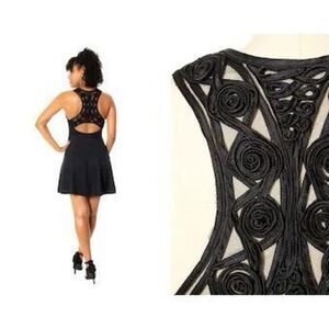 Vintage Jessica McClintock Gunne Sax 90’s Little Black Mini Racerback Dress 7/8